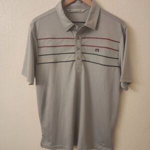 Travis Mathew Gray Striped Golf Polo Shirt Mens Size Medium